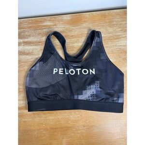 Adidas x Peloton Women XL Black Grey Geometric Primegreen Sports Bra HE0597